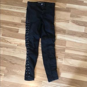 Zara Black Skinny Jeans with Tie Detail